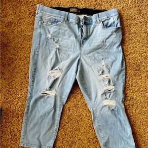 Torrid Distressed Light Denim Skinny Capris